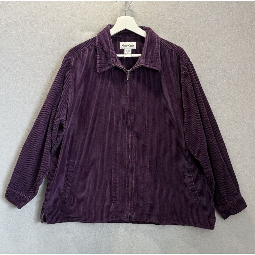 Vintage 90s NorthCrest Corduroy Bomber Jacket Women's 2X Thick Cord Full Zip